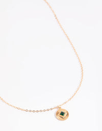 Gold Green Diamante Pendant Necklace - link has visual effect only