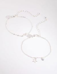 Silver Star Beaded Bracelet Set - link has visual effect only