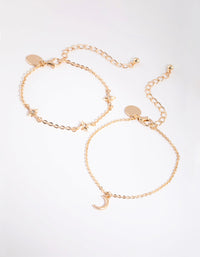 Gold Moon Charm Bracelet Set - link has visual effect only