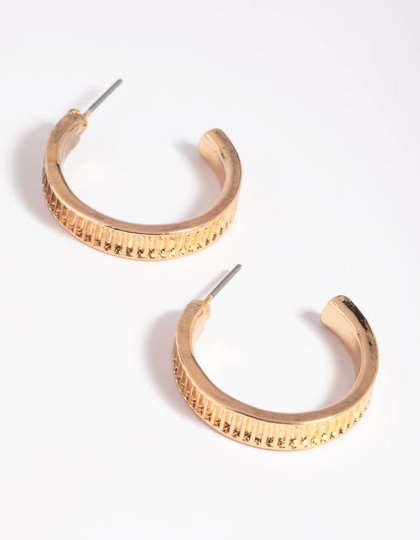 Gold Text Hoop Earrings
