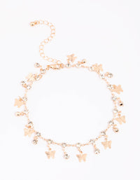 Gold Diamante Butterfly Statement Anklet - link has visual effect only