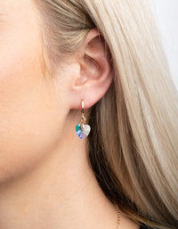 Iridescent Diamante Heart Necklac eand Huggie Hoop Earrings - link has visual effect only