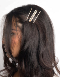 Gold Diamante Rectangular Clips - link has visual effect only