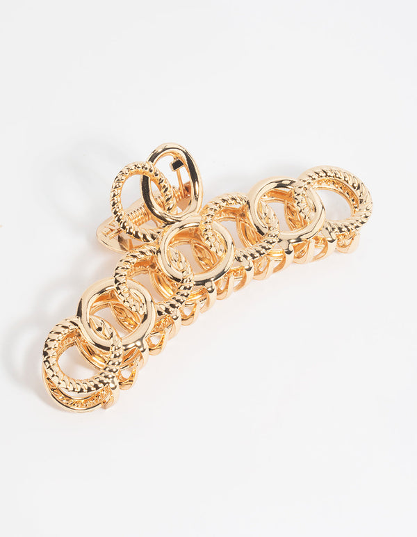 Gold Circular Link Claw Clip