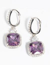 Purple Diamond Simulant Huggie Hoop Earrings - link has visual effect only