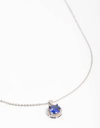 Diamond Simulant Sapphire Halo Necklace - link has visual effect only