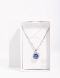 Diamond Simulant Sapphire Halo Necklace - link has visual effect only