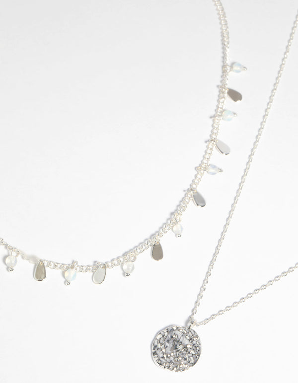 Silver Plated Moonstone Necklace Set