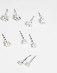 Silver Cubic Zirconia Earring 6-Pack - link has visual effect only