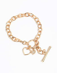 Gold Heart Charm Bracelet - link has visual effect only