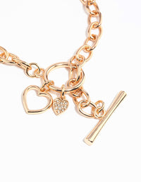 Gold Heart Charm Bracelet - link has visual effect only