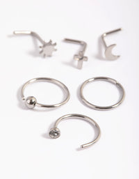 Surgical Steel Moon & Cross Nose Studs - link has visual effect only