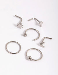 Surgical Steel Moon & Cross Nose Studs - link has visual effect only