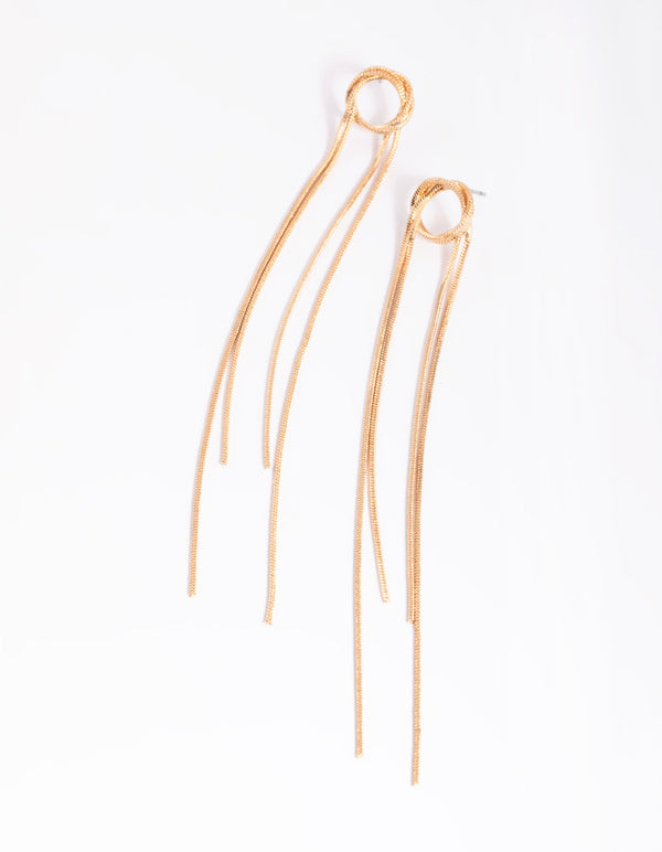 Gold Textured Loop Drop Earrings
