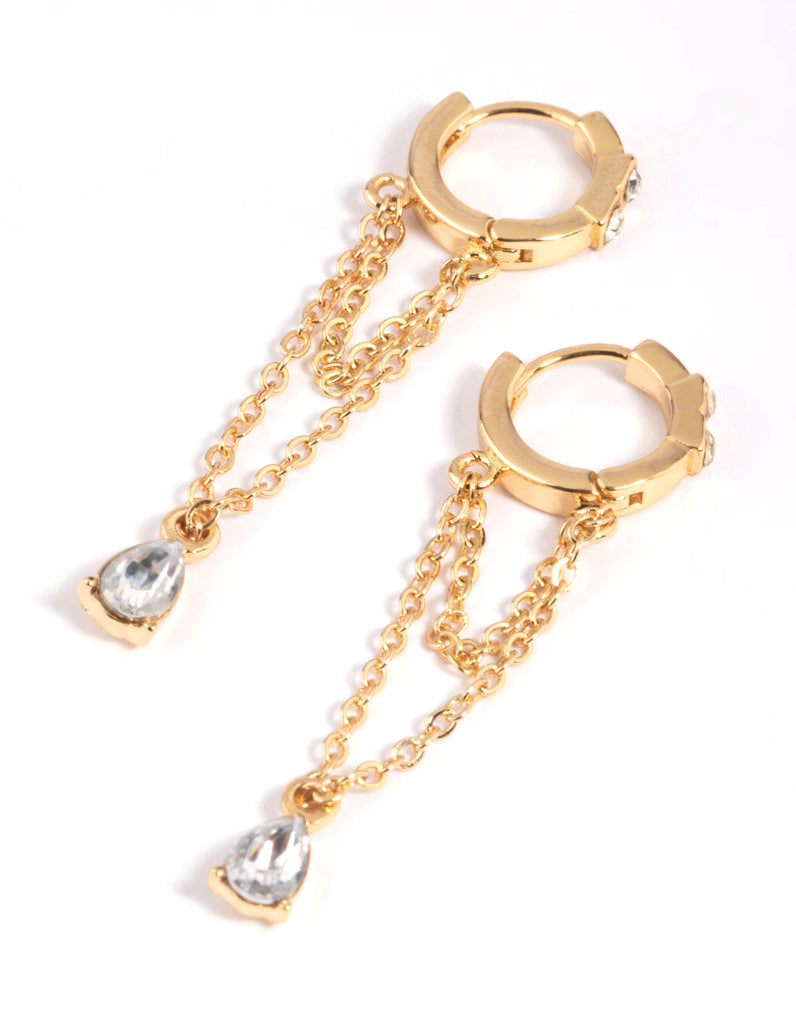 Gold Plated Diamante Huggie Hoop Earrings