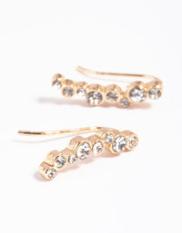 Gold Diamante Curved Crawler Jacket Earrings - link has visual effect only