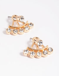Gold Circular Diamante Jacket Earrings - link has visual effect only
