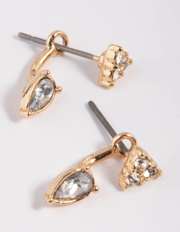 Gold Diamante Jacket Earrings