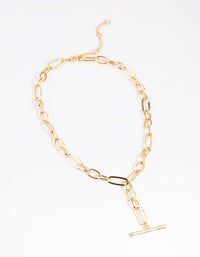 Gold Plated Oval Chain Bar Necklace - link has visual effect only