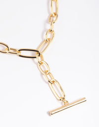 Gold Plated Oval Chain Bar Necklace - link has visual effect only