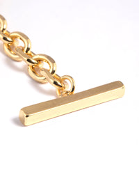Gold Plated Detailed Chain Bar Necklace - link has visual effect only
