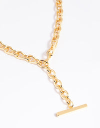 Gold Plated Detailed Chain Bar Necklace - link has visual effect only