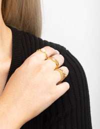 Gold Plated Pearl Pretty Ring Stack 5-Pack - link has visual effect only