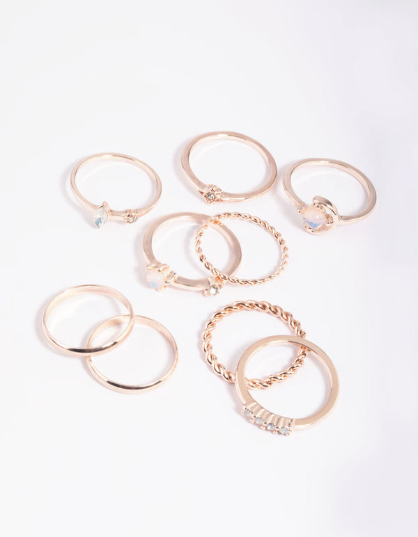 Rose Gold Moon Mixed Ring Stack Pack