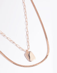 Rose Gold Rectangular Layered Necklace - link has visual effect only