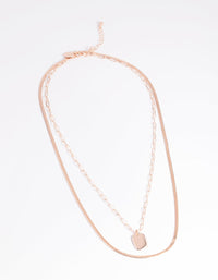 Rose Gold Rectangular Layered Necklace - link has visual effect only