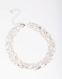 Silver Triple Chain Anklet - link has visual effect only