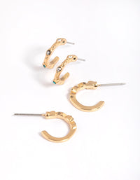 Gold Vintage Huggie Hoop Earring Pack - link has visual effect only