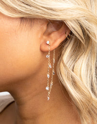 Gold Cubic Zirconia Floating Drop Earrings - link has visual effect only