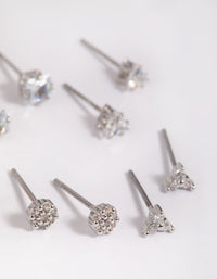 Rhodium Cubic Zirconia Pave Stud Earring 6-Pack - link has visual effect only