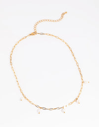 Gold Plated Surgical Steel Freshwater Pearl Chain Necklace - link has visual effect only