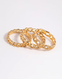 Gold Plated Cubic Zirconia Chain Ring Pack - link has visual effect only