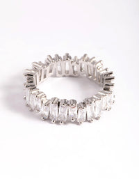 Rhodium Cubic Zirconia Jagged Band Ring - link has visual effect only