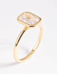 Gold Plated Cubic Zirconia Princess Cut Ring - link has visual effect only