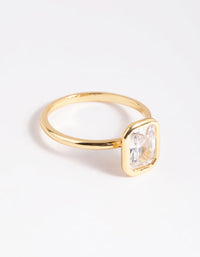 Gold Plated Cubic Zirconia Princess Cut Ring - link has visual effect only