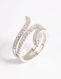 Rhodium Cubic Zirconia Wrap Around Ring - link has visual effect only