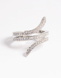 Rhodium Cubic Zirconia Wrap Around Ring - link has visual effect only
