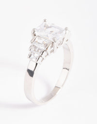 Rhodium Cubic Zirconia Princess Ring - link has visual effect only
