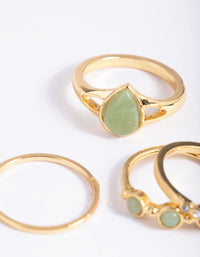 Gold Plated Diamante Pear Ring Stack Pack - link has visual effect only