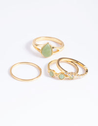 Gold Plated Diamante Pear Ring Stack Pack - link has visual effect only