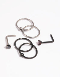 Matte Black & Red Titanium Nose Studs - link has visual effect only