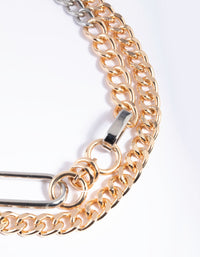 Mixed Metal Shapes Layered Necklace - link has visual effect only