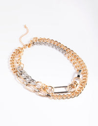 Mixed Metal Shapes Layered Necklace - link has visual effect only