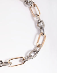 Mixed Metal Rectangular Chain Necklace - link has visual effect only