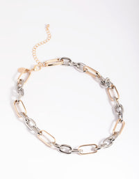 Mixed Metal Rectangular Chain Necklace - link has visual effect only