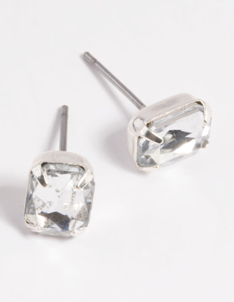Silver Diamante Claw Stud Earrings